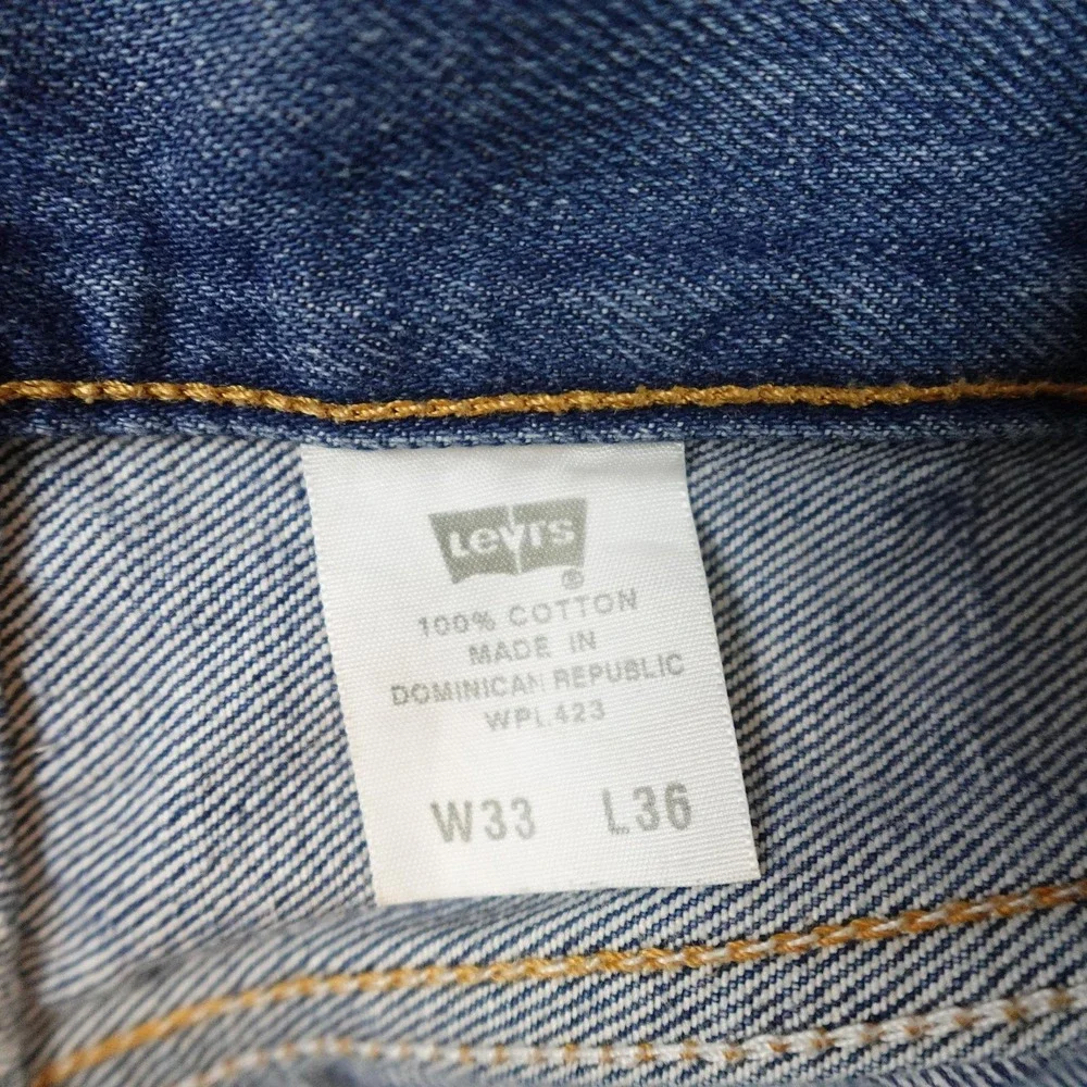 Levis 501XX Jeans Mens 33x36 Blue Distressed Denim Straight 501-0193